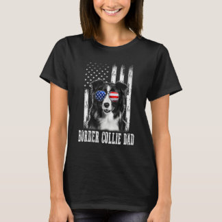Camiseta Orgulhosa Bandeira Americana Border collie Cachor