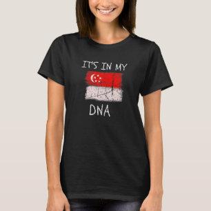 Camiseta Orgulhosa bandeira de Singapura Está no meu DNA Si