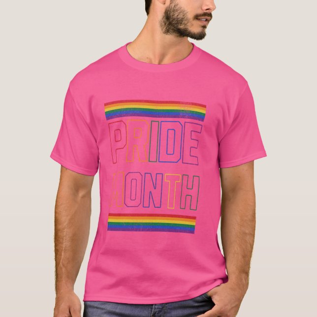 Camiseta Orgulhosa celebração de orgulho gay mês (Frente)