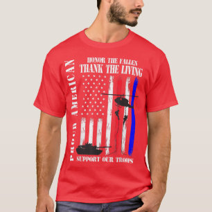 Camiseta Orgulhosa Honra Americana O Fallen Obrigado Vetera