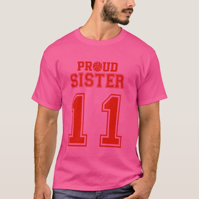 Camiseta Orgulhosa Irmã de Voleibol Número 11 R (Frente)