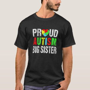 Camiseta Orgulhosa Irmã Mais Velha Autismo Coração Família