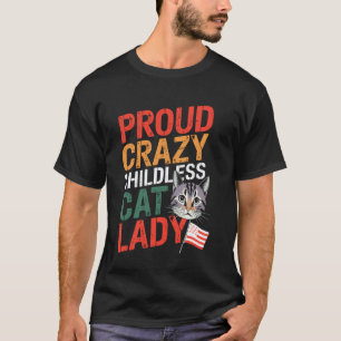 Camiseta Orgulhosa Louca Sem Filhos Dona de Gato Amante de