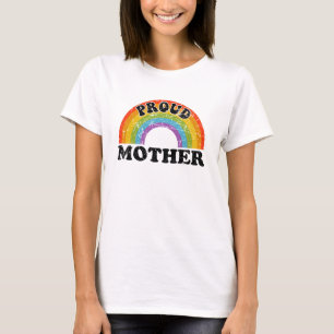Camiseta Orgulhosa Mãe Arco-Íris Arte Groovy Vintage Aliada