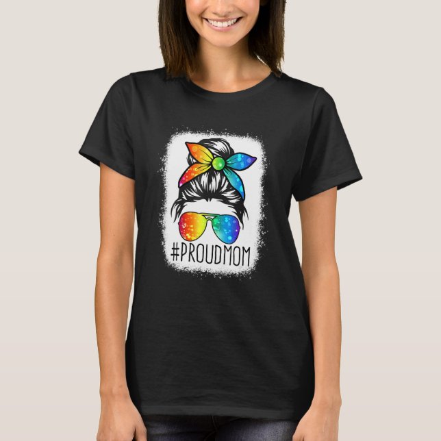 Camiseta Orgulhosa Mãe Cabelo Mensageiro LGBTQ Bandeira Arc (Frente)