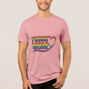 Camiseta Orgulhosa Mãe Coração Arco-Íris Design de Gravação