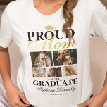 Camiseta Orgulhosa Mãe da Camisa-Formando<br><div class="desc">Camiseta elegante de cerimônia de graduação com um quadro de formandos,  5 fotos de seu filho ou filha,  o ditado "orgulhosa mãe do formando",  seu nome,  local de estudo e ano de aula.</div>