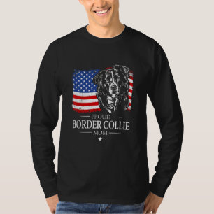 Camiseta Orgulhosa Mãe de Border Collie Bandeira Americana 