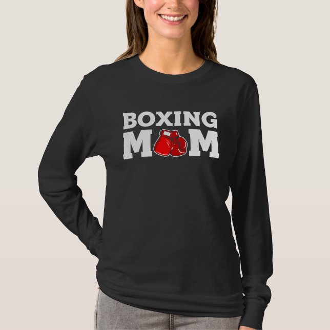 Camiseta Orgulhosa Mãe de Boxe Apoiar Mãe (Frente)