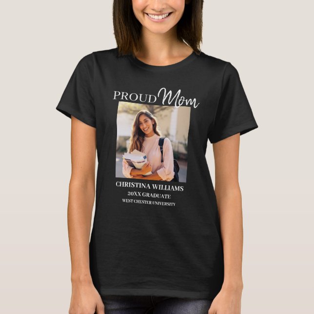 Camiseta Orgulhosa Mãe de Foto Personalizada do Formando 20 (Frente)