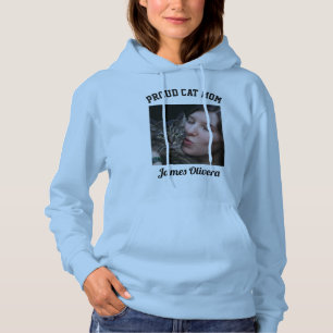 Camiseta Orgulhosa Mãe de Gato Preto Azul Foto Personalizad