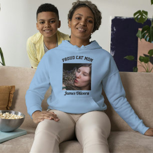 Camiseta Orgulhosa Mãe de Gato Preto Azul Foto Personalizad
