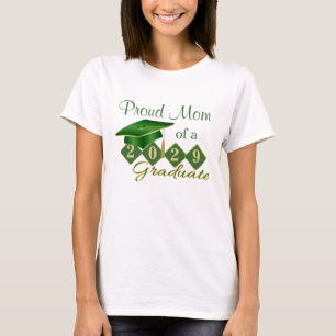 Camiseta Orgulhosa Mãe de Graduação Verde e Dourada