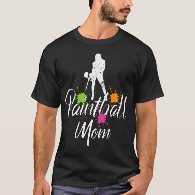 Camiseta Orgulhosa Mãe de Paintball Apoiando Jogadores Em A (Frente)