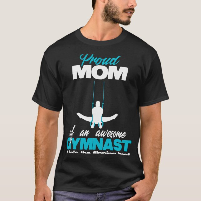 Camiseta Orgulhosa Mãe de um Concurso de Anéis de Gymnast d (Frente)