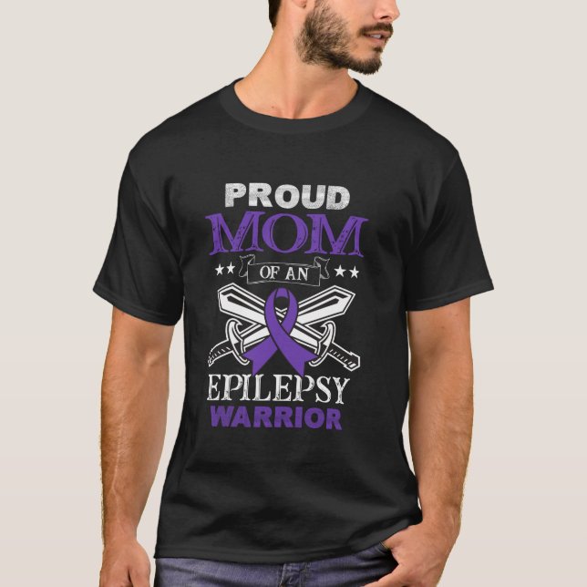 Camiseta Orgulhosa Mãe De Uma Família De Guerreiros Epileps (Frente)