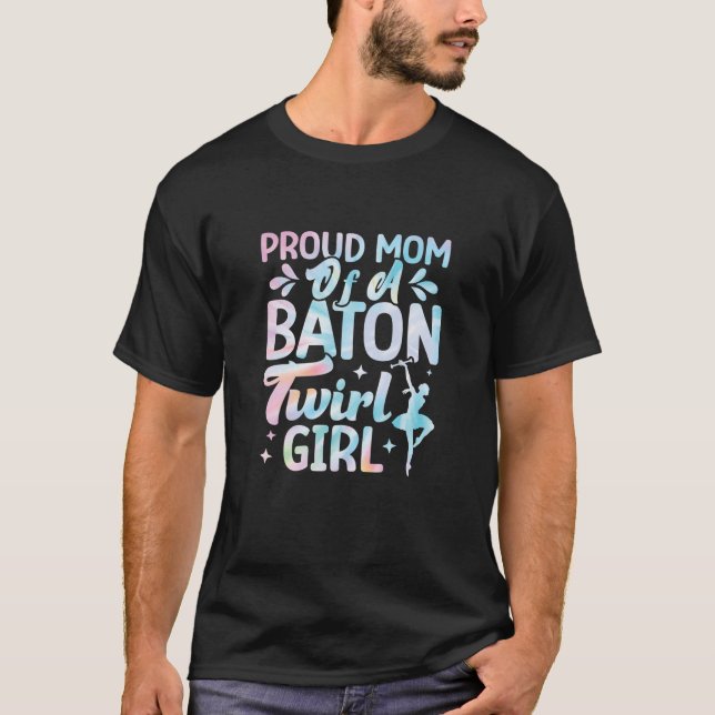 Camiseta Orgulhosa Mãe De Uma Garota Grelha De Baton Grelha (Frente)