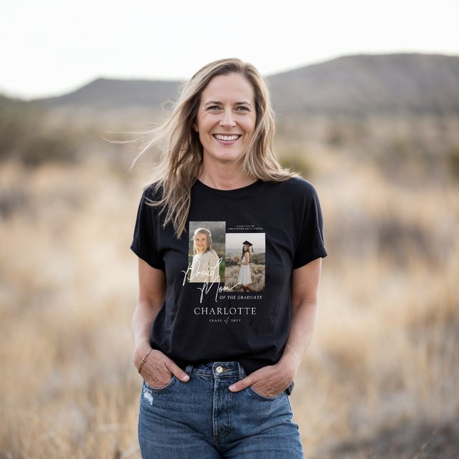 Camiseta Orgulhosa Mãe do Formando Script Photo Keepsasasaw (Proud Mom of the Graduate Script Photo Keepsake Tri-Blend Shirt)