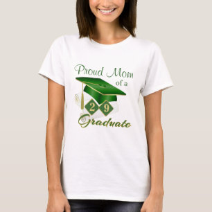 Camiseta Orgulhosa Mãe, Dourada Graduação Verde