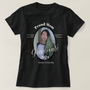 Camiseta Orgulhosa Mãe Formando de Foto Moderno Preto e Bra