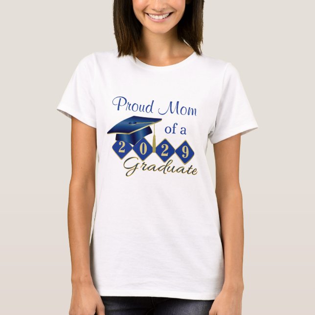 Camiseta Orgulhosa Mãe Graduação Azul e Dourada (Frente)