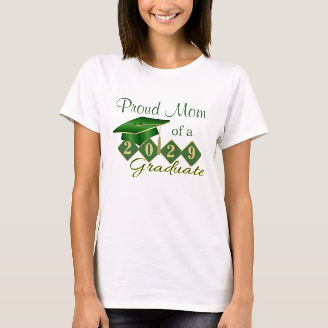 Camiseta Orgulhosa Mãe Graduação Verde e Dourada (Frente)