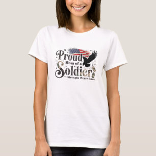 Camiseta Orgulhosa Mãe Militar Orgulho do Soldado Arte