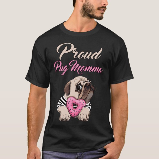 Camiseta Orgulhosa Mãe Pug Ajuste Relaxado 687 (Frente)