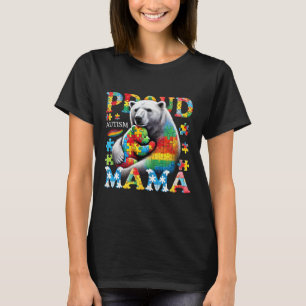Camiseta Orgulhosa Mãe Urso Autismo Ama Consciência do Auti