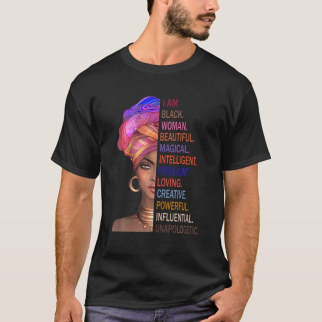 Camiseta Orgulhosa Mágica Negra Afro-Negra Rainha Africana  (Frente)