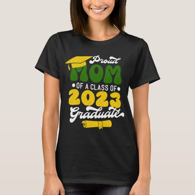 Camiseta Orgulhosa MOM de uma classe de brilho Dourado do F (Frente)