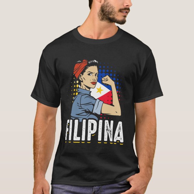 Camiseta Orgulhosa Mulher Filipina: Bandeira Filipinas (Frente)