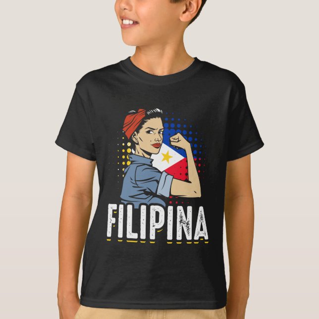 Camiseta Orgulhosa Mulher Filipina: Bandeira Filipinas (Frente)