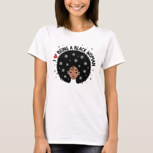 Camiseta Orgulhosa Mulher Negra Cabelo Afro Flores Coração