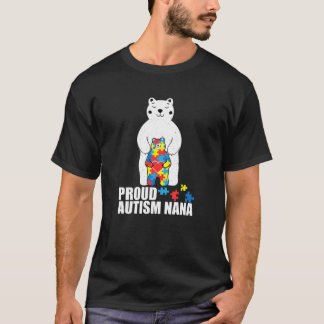 Camiseta Orgulhosa Nana Bear Autismo Quebra-cabeça Piece Fa