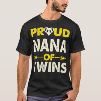 Camiseta Orgulhosa Nana De Gêmeos Grávidos com Dois Bebês