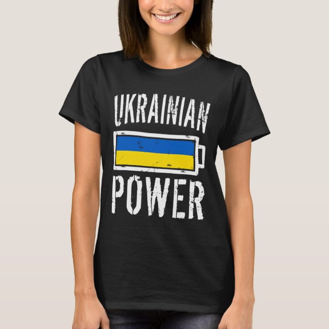 Camiseta Orgulhosa Poder Ucraniano Bandeira da Ucr (Frente)