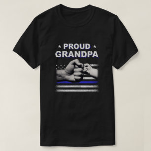 Camiseta Orgulhosa Polícia do Avô Thin Blue Line Flag Pai