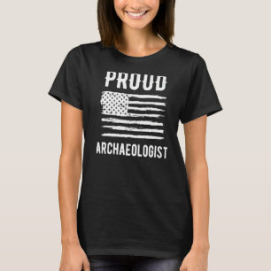 Camiseta Orgulhosa Profissão arqueóloga Bandeira Americana