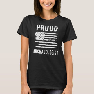 Camiseta Orgulhosa Profissão arqueóloga Bandeira Americana