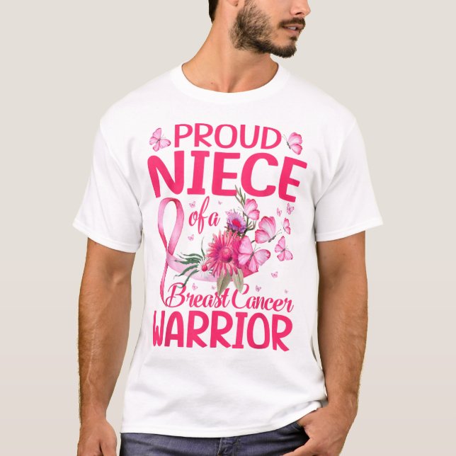 Camiseta Orgulhosa sobrinha de um guerreiro de Cancer (Frente)