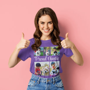 Camiseta Orgulhosa tia Tia 5 Foto Montagem de Colagem