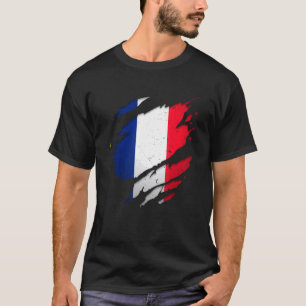 Camiseta Orgulhosa Torn Francesa Arruinada Bandeira França