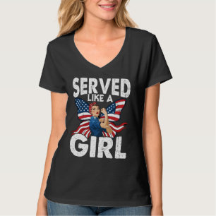 Camiseta Orgulhosa Veterana Feminina Serviu Como Uma Garota