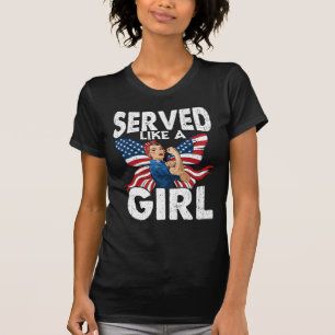 Camiseta Orgulhosa Veterana Feminina Serviu Como Uma Garota