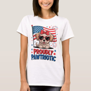 Camiseta Orgulhosamente Patriótico de Patinhas Cachorro Pup