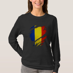 Camiseta Orgulhosamente romeno Bandeira da Romênia Rasgada