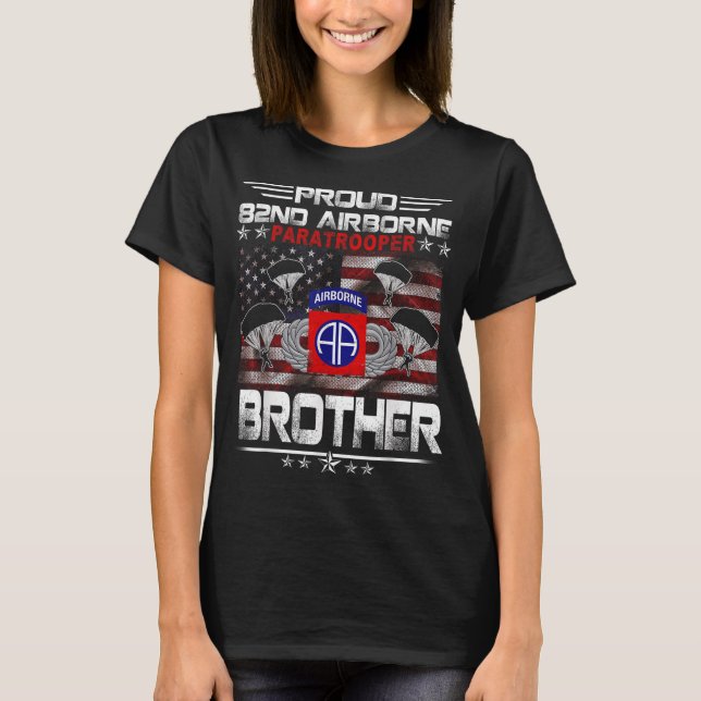 Camiseta Orgulhoso 82º Avião Paratrooper Irmão Americano Fl (Frente)