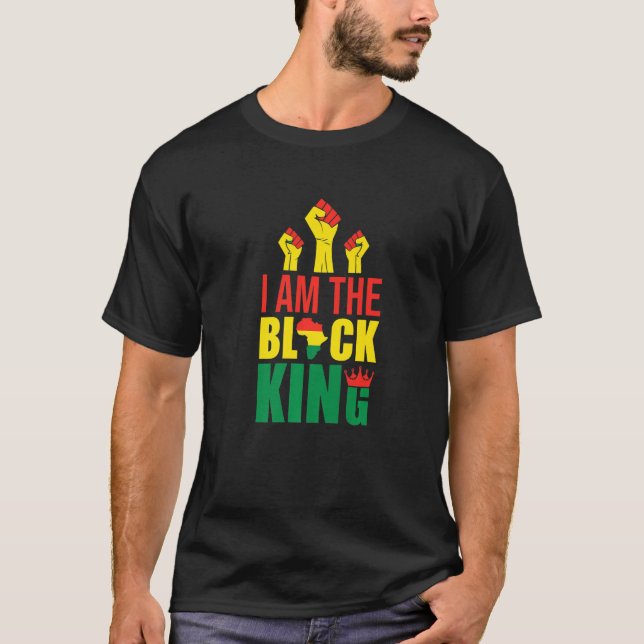 Camiseta Orgulhoso Afro-Americano Eu sou o Rei Negro H (Frente)