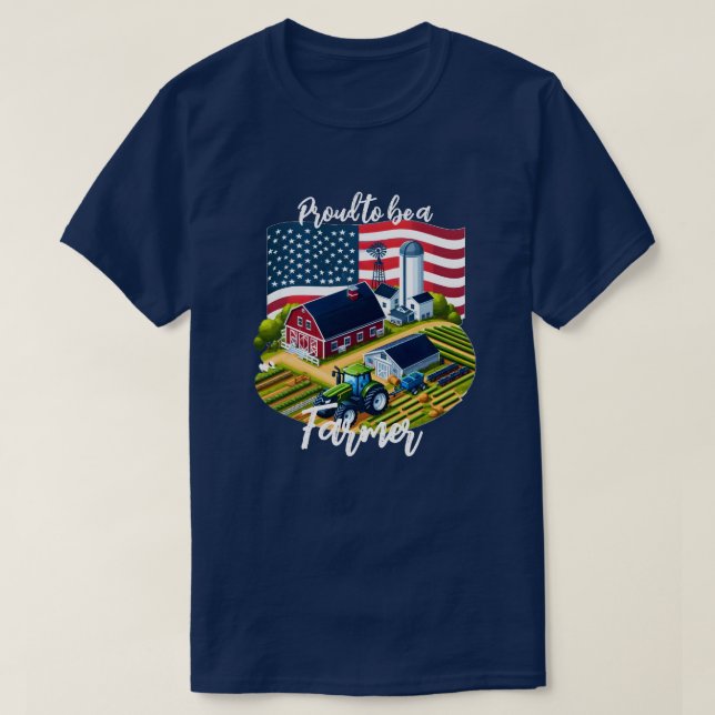 Camiseta Orgulhoso Agricultor Americano  (Frente do Design)